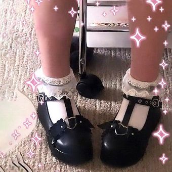 estilo de murciélago Lolita-zapatos Kawaii Lolita gót lazo oscuro 