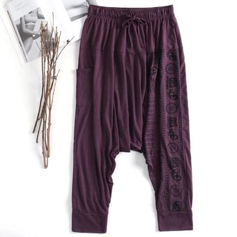 Flojo Holgado Pantalones Harem Hippie Pantalones Cinta Impresa