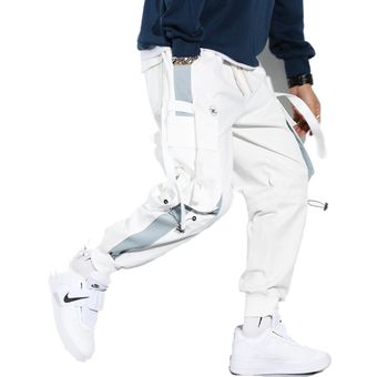 Pantalones cargo de hip hop con múltiples bolsillos para hombre 