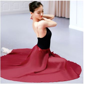 Adultos chifón largo faldas de Ballet mujeres Lyrical suave vestido de Ballet negro Borgoña Marina Rosa Blanco trajes de baile de Ballet LAN #White 
