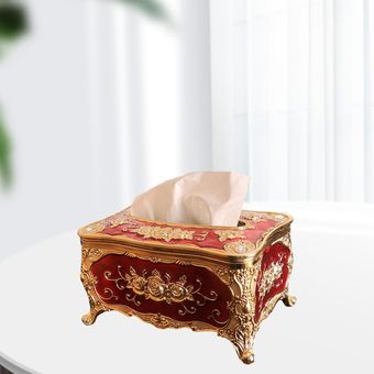 Caja De Pañuelos Decorativa Estilo Europeo Acrílico rojo dorado 