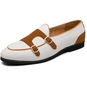 Mocasines de ocio para hombre con borlas Zapatos Oxford formales de gran tamaño Calzado de vestir social Blanco 