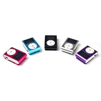 Reproductor De MP3 USB Mini FM Pantalla LCD Soporte Tarjeta 32GB TF Clip Púrpura 