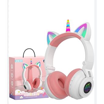 Auriculares para niños, auriculares inalámbricos para niños, auriculares de  unicornio para niñas, auriculares Bluetooth con micrófono con diadema