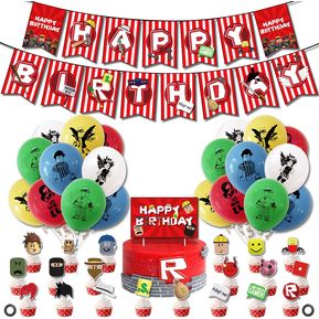 Roblox Party Decorations Cake Card Sandbox Globo Conjunto