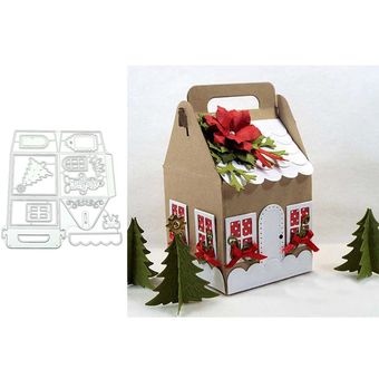Casa De Navidad Diseño Caja de Metal Corte muere Stencil Hazlo tú mismo scrapbookings Uso