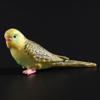 Emulación loro Budgericar pájaro modelo animal juguete plástico artesa 