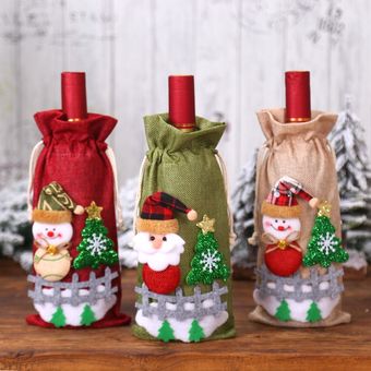 Funda navideña para botella de vino adornos navideños para el Hogar 