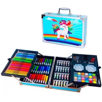  Kit de pintura de dibujo, suministros de arte, juego de bocetos  y dibujo en estuche de almacenamiento, 24 lápices de colores, 36 colores de  pintura de acuarela, 24 lápices de colores