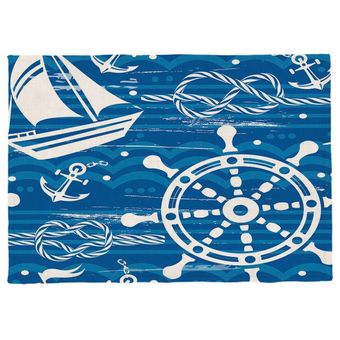Paño de servilletas geométricas marinas salvamanteles de lino posavasos 32x45 