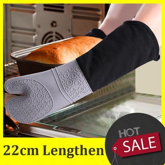 Alargador-guantes de silicona de algodón para cocina,manoplas resistentes al calor de Color caramelo,soportes de maceta deslizante para horno microondas 