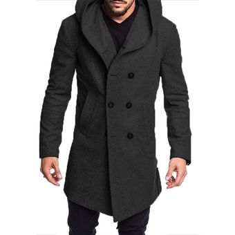 Otoño Invierno abrigo largo de lana para hombre abrigo informal vestir 