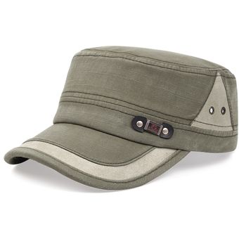 #khaki Sombrero de estilo militar para hombre,gorra plana estilo militar,sin costuras contrastantes 