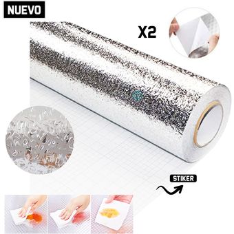 Papel Aluminio Para Cocina Con Pegatina Impermeable 40cm x 2Metros