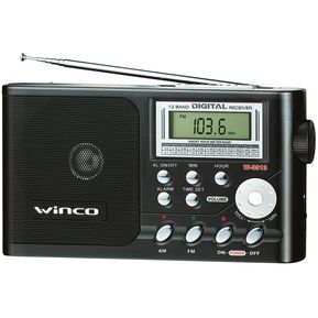 Radio Winco W-9913 Am/fm Reloj Alarma Dual 220v Cable O Pila-Negro