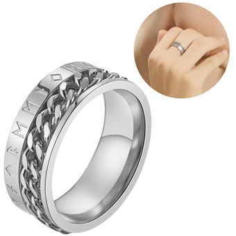 anillo vikingo para hombre mujer estilo nordico runa de acero color plata - AM571FA07Z8XFLCO