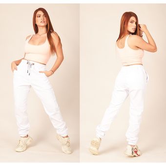 Pantalón Jogger Drill Blanco - Mujer