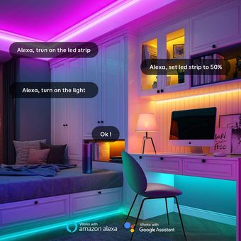 Tiras De Led Rgb 20 Metros Wifi Luces Led Alexa App Control