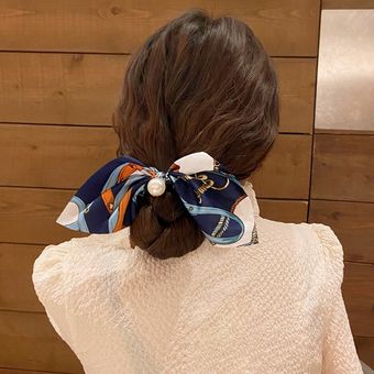 Moda Floral impreso Bowknot gomas para el pelo para coleta mujer titular de la cuerda del pelo lazos gomas de pelo Accesorios de cabeza 