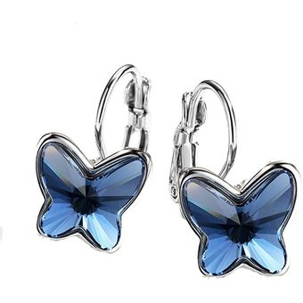 Hermosa de moda joyería simple S925 Pendientes de cristal de la mariposa 