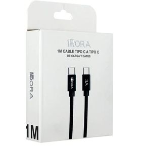 Cable Tipo C - Tipo C 1M 3A 1 Hora Turbo Carga Negro