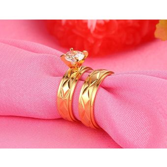 Vnox 2pcs Anillo De Compromiso De Matrimonio Gran Cz Piedra 