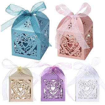 10 Uds diseño de pareja de lujo corte láser dulces de boda cajas de 