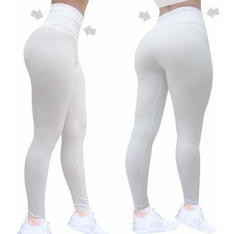 Leggins deportivo control abdomen pantalón mujer color blanco
