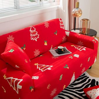 Funda de sofá elástica todo incluido con motivo navideño 