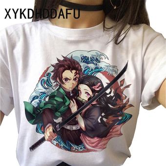 Camiseta Demon Slayer con gráfico para mujer ropa informal de moda camiseta Kimetsu No Yaiba r HON 