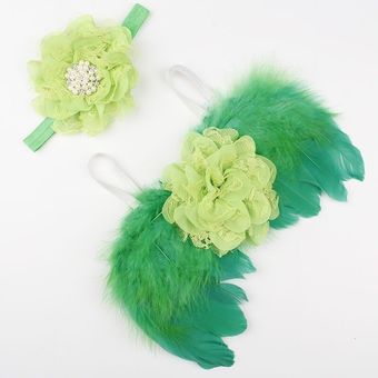 alas de plumas de 2 unidsset de diadema Chic para bebé 