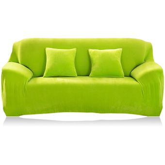 Funda de sofá elástica gruesa de felpa de Color sólido,funda de sección Universal,funda de sofá elástica para sala de estar de 1234 asientos #Green 