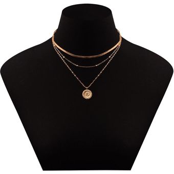 Vintage Bohemia Gold Coin letter Layered Chain Necklace For Women Shell Pearl Moon Long Choker Coll 
