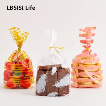 LBSISI Life 50 Uds bolsas para galletas y dulces de plástico de cump 
