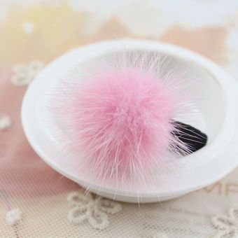 accesorios para el cabello suaves 2 unidades Bola de visón de Color sólido Diadema elástica con pompón de piel auténtica para niña 