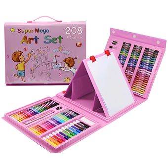 Kit de dibujo para niños, paquete de 208 crayones en caja, juego de arte  multiusos para colorear (rosa)