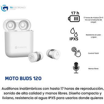 Audifonos Motorola Moto Buds 120 Inalambricos Color Blanco Linio