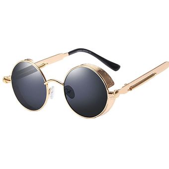 lentes redondas a la moda Vi Gafas de sol de Metal Steampunk para hombre y mujer diseño de marca 
