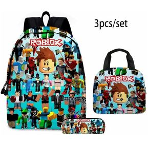 Mochila escolar Roblox 3 PCS Caja de almuerzo Bolsa lápices