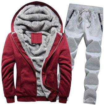 abrigo de calle Otoño e Invierno chándal de 2PC Conjuntos deportivos para correr para hombre ropa con capucha y pantalones 
