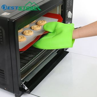 Engrosada de alimentos Grado de sílice guantes microondas aislamiento calor del horno Anti-skid guantes de alta temperatura hornear guantes abrazadera 1 Uds 