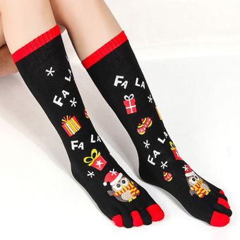 Navidad Ciclos de cinco dedos Otoño e invierno Menores de invierno y calcetines cálidos para mujer Desodorante Deportes Split Sedd Toe Socks 