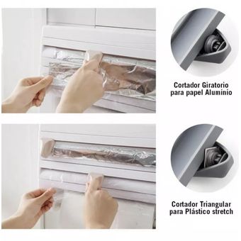 Dispensador de rollo de cocina, soporte de papel de aluminio para cocina,  montado en la pared, para refrigerador, almacenamiento de baño