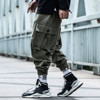 pantalones sueltos para hombre #Black pantalones Harem de primavera Pantalones negros Cargo para hombre Hip Hop pantalones de chándal Jogger Harajuku pantalones M- WOT 