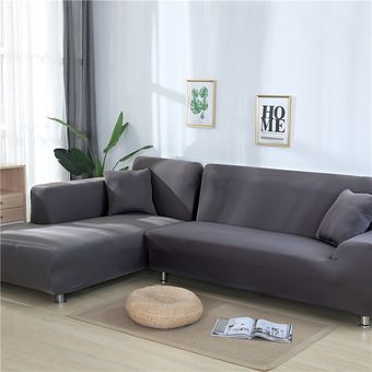 #Candy Purple De Color sólido para sofá fundas para habitación Spandex elástico esquina cubierta de sofá elástico fundas en forma de L necesita comprar 2 uds sofá cubre 