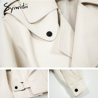 Syiwidii-chaqueta negra de piel sintética para mujer abrigos de gra 