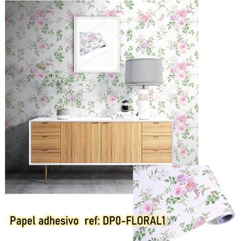 Papel adhesivo floral morado para muebles