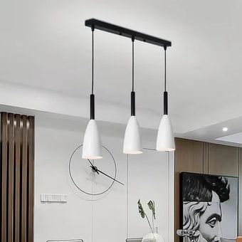 Lámpara Colgante Moderna Con 3 Luces De Metal E27 Blanco 