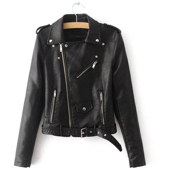 abrigo básico inform Chaqueta de cuero negro con capucha para mujer 
