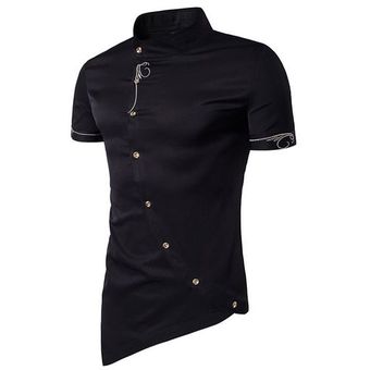 Camisa de hombre de manga larga con estampado floral Camisa de hombre Casual cuello vuelto camisa negra | Colombia -